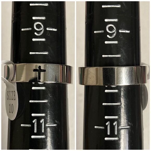 Unisex Stainless Steel Black Easter Cross Ring - Picture 10 of 13